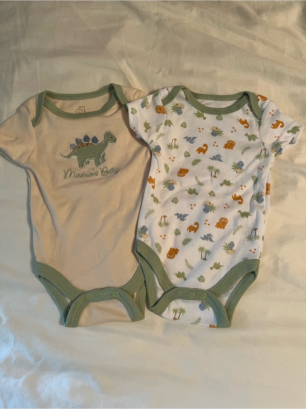NWOT Neutral Green Dino One-Piece Bodysuits - Set of 2